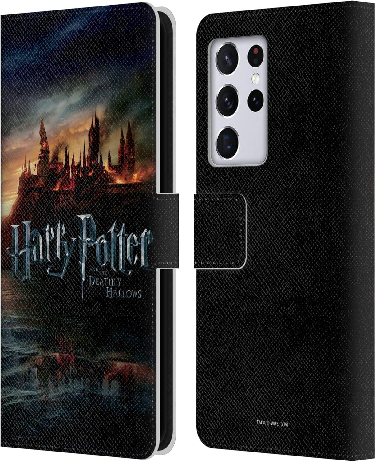 Head Case Designs Officially Licensed Harry Potter Castle Deathly Hallows VIII Leather Wallet Case Compatible with Samsung Galaxy S21 Ultra 5G