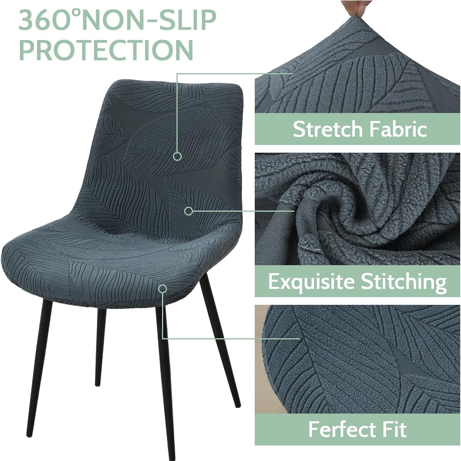 HAOYONG Dining Chair Covers Mid Century Modern Kitchen Dining Room Chair Slipcovers Shell Chair Cover Jacquard Armless Accent Side Chair Covers Protector for Kitchen Office Living Room (Set of 6)