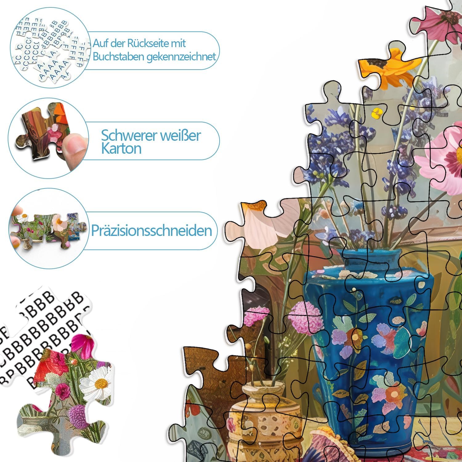 Puzzles for Adults 1000 Pieces Flowers, Puzzle 1000 Pieces, 1000 Piece Puzzle for Adults Suitable for Home Décor with 1:1 Poster Dust Free Jigsaw Puzzles (27.5"X19.6")
