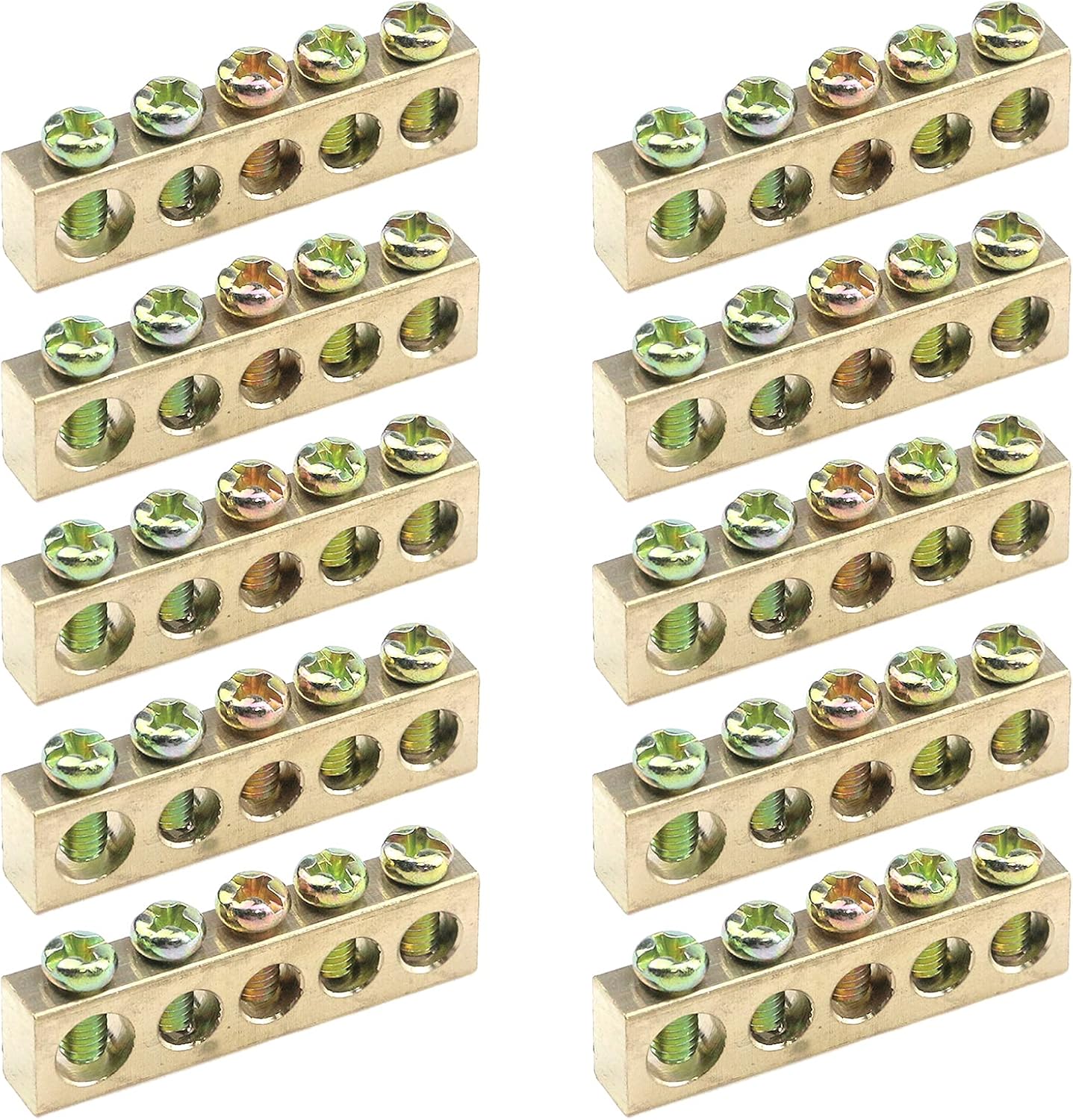 MY MIRONEY 5 Positions Terminal Ground Bar Electrical Wire Screw Terminal Ground Copper Neutral Bar Pack of 10 : Industrial & Scientific