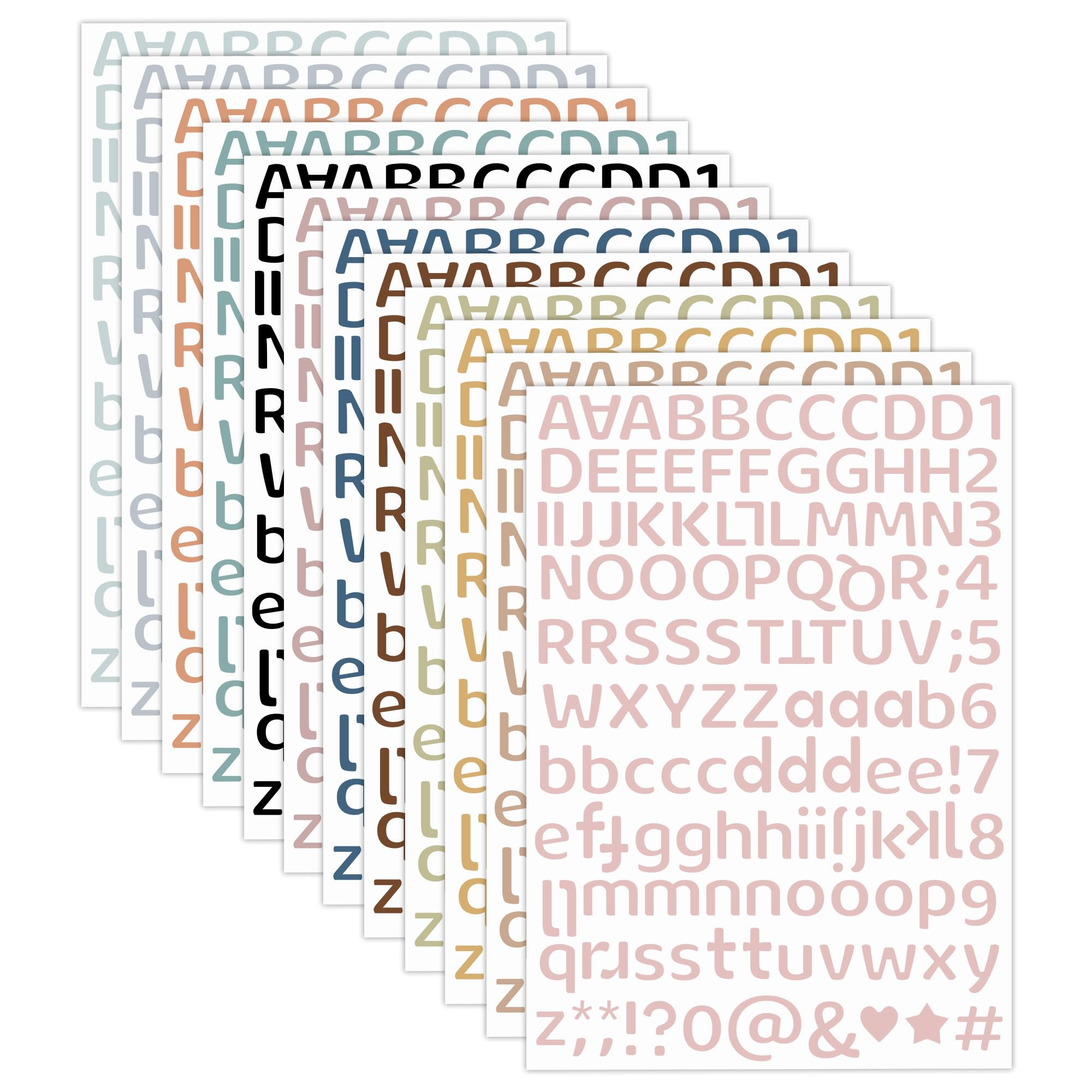 Vinyl Self Adhesive Alphabet Stickers, 12 Sheets Alphabet Letter Stickers, 12 Different Color Mailbox Numbers Labels for Classroom Window Door Decor, DIY Crafts Art Making (Boho)