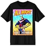 All Might Trading Card My Hero Academia Mens Black Graphic Tee