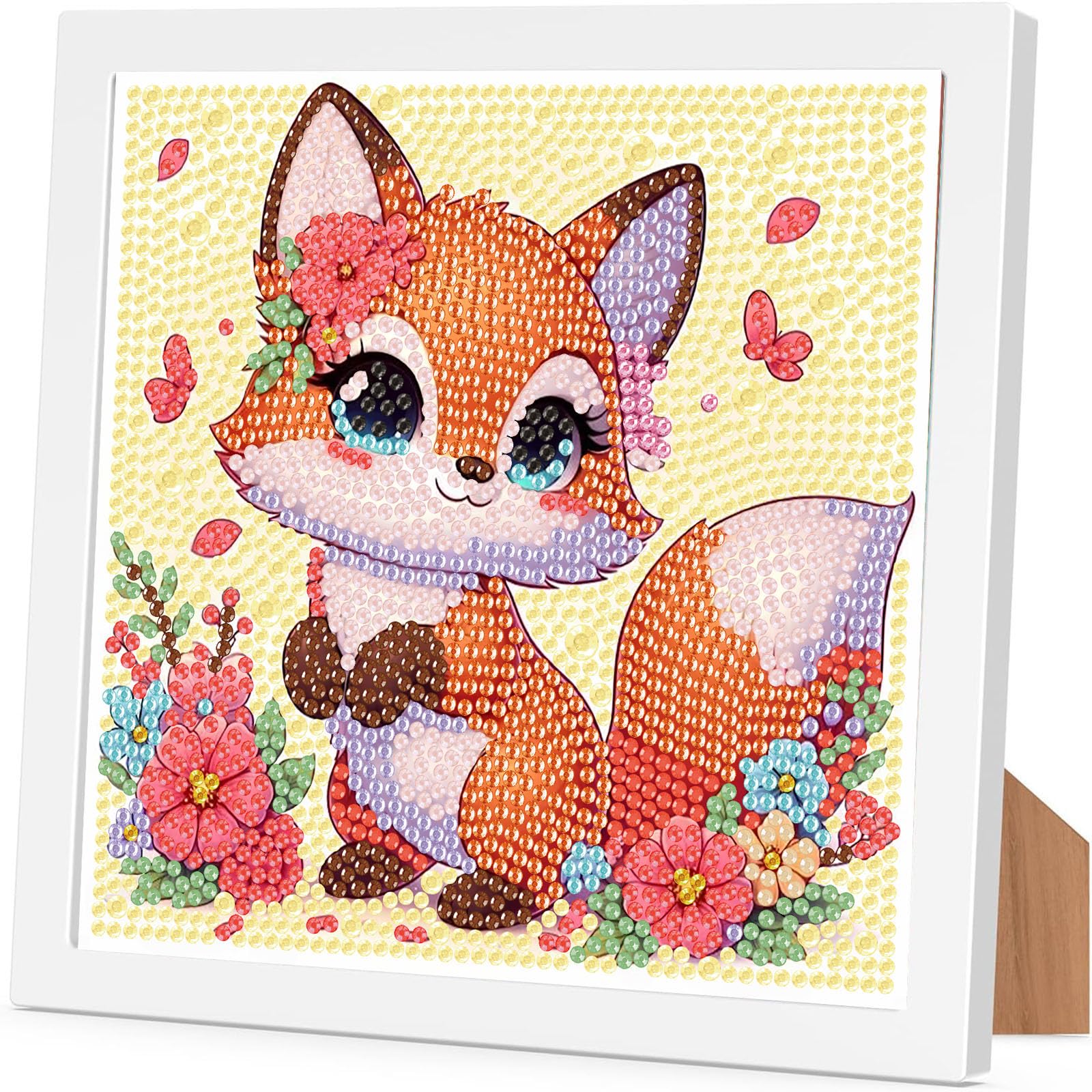 Arttoplus Diamond Painting Kinder Junge Mädchen mit Rahmen Fuchs,Diamond Painting Kinder ab 4 5 6 8 10 Jahre Fuchs,Tiere 5D Diamant Malerei Set zur Geschenk und Heimdekoration (18x18 cm)