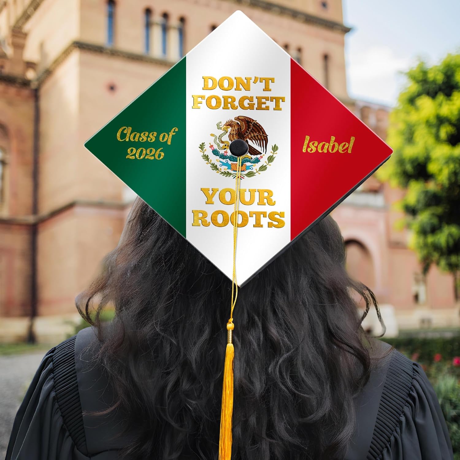 Personalized Mexico Graduation Cap Topper Don't Forget Your Roots Mortarboard Custom Name Mexican Pride Heritage Gift Latino Hispanic Student Class of 2026