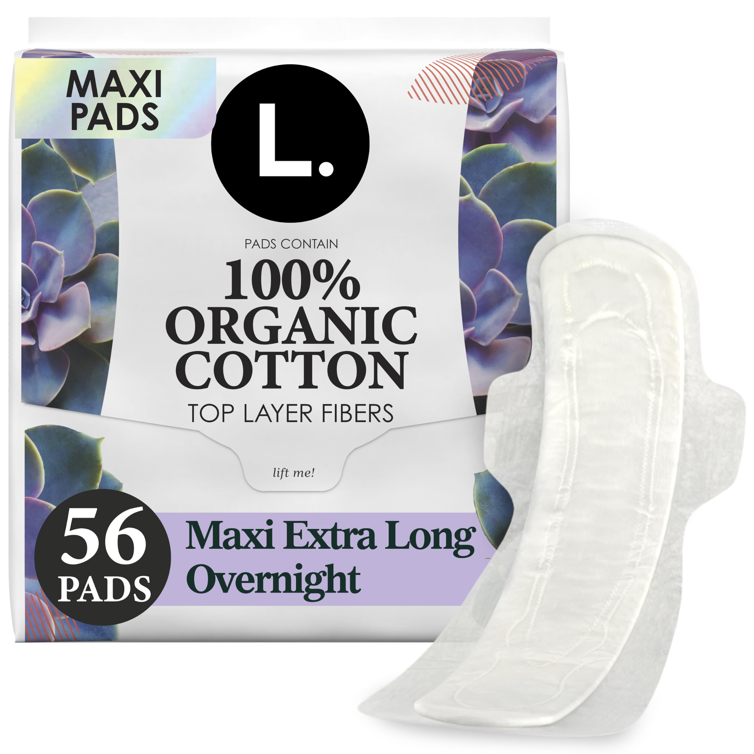 L. Extra Long Maxi Pads for Women, Overnight Absorbency