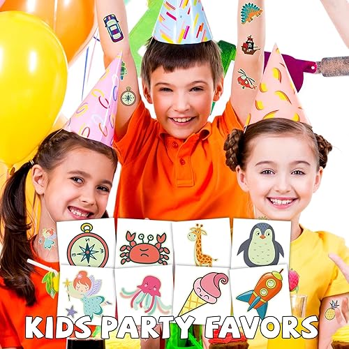 Miniatura 5 de EMOME 50 hojas de tatuajes temporales brillantes para niños, calcomanías de tatuaje envueltas individualmente para niños, regalos de fiesta,