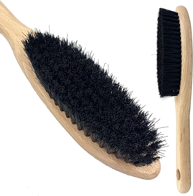 Newman and Cole Wooden Clothes Brush, Synthetic Bristle Clothes Brush for Suits, Suede, Velvet, or Wool  Lint Brush for Fabrics to Easily Remove Fluff, Fuzz, Dust, Lint, and Pet Hair to your Garments