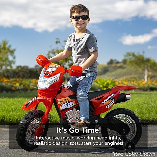 Miniatura 2 de Best Choice Products Motocicleta de 6 V para niños con neumáticos con pisadas, faros de trabajo, velocidad máxima de 2 mph, ruedas de entrenamiento,