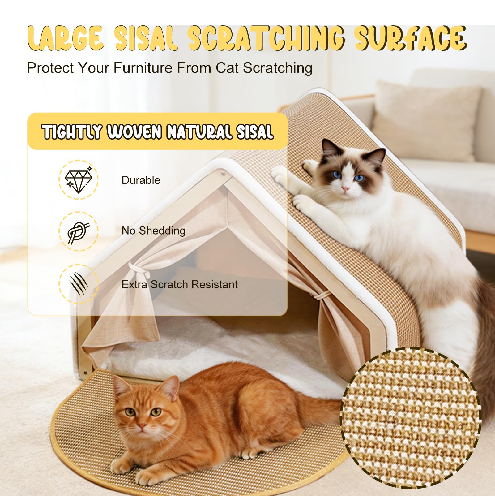 Maison pour Chat 2 en 1 avec Griffoir en Sisal