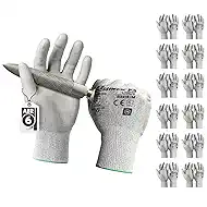 Schwer 12 Pairs Safety Work Gloves with Certified Level 6 Abrasion Resistance, ANSI A2 Cut Resistant Working Gloves with Grip for General Use, Construction, Gardening, Mechanic, 3D-Comfort, LT5636, M