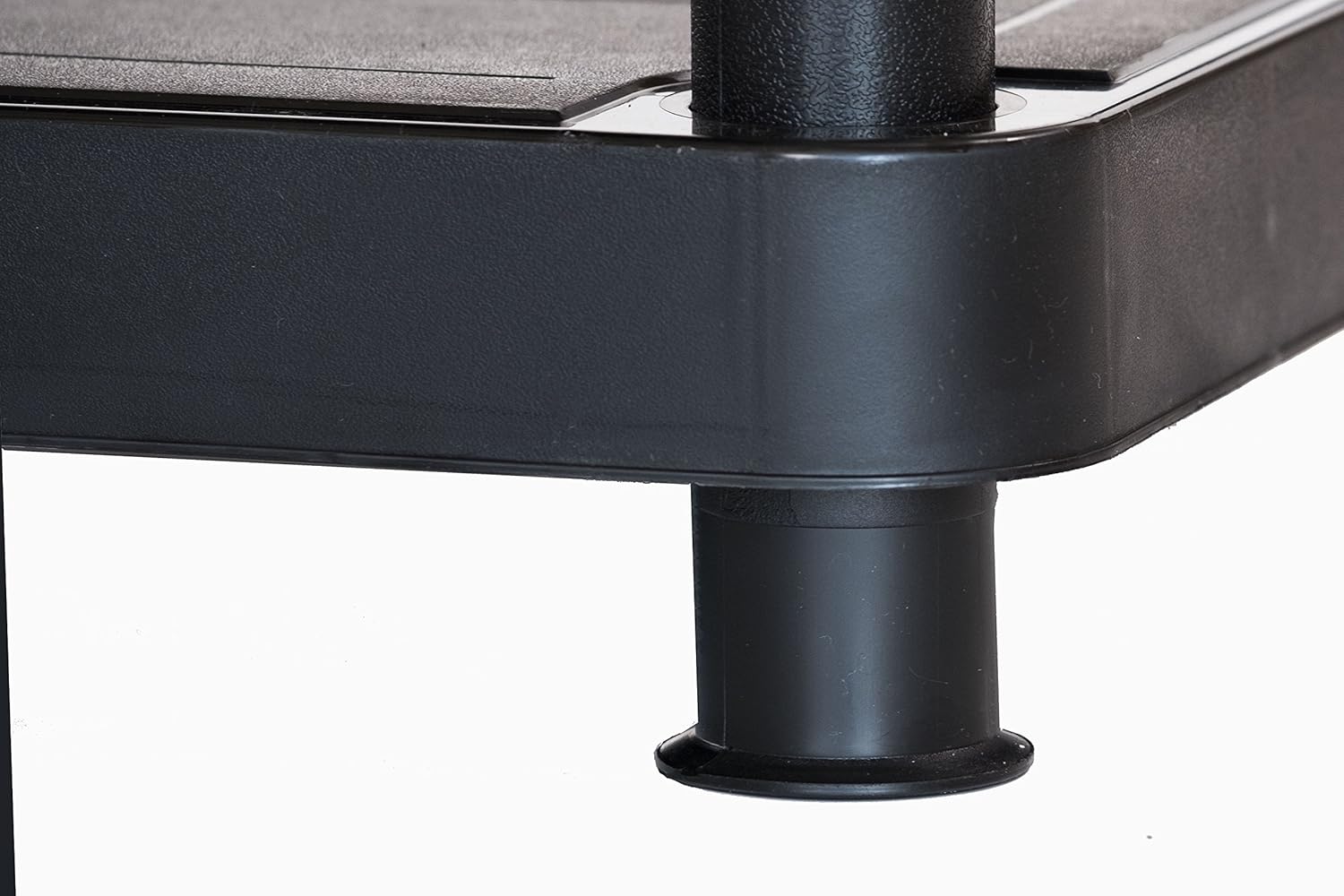 Close-up of the base foot of the Keter shelving unit, showing its sturdy design.