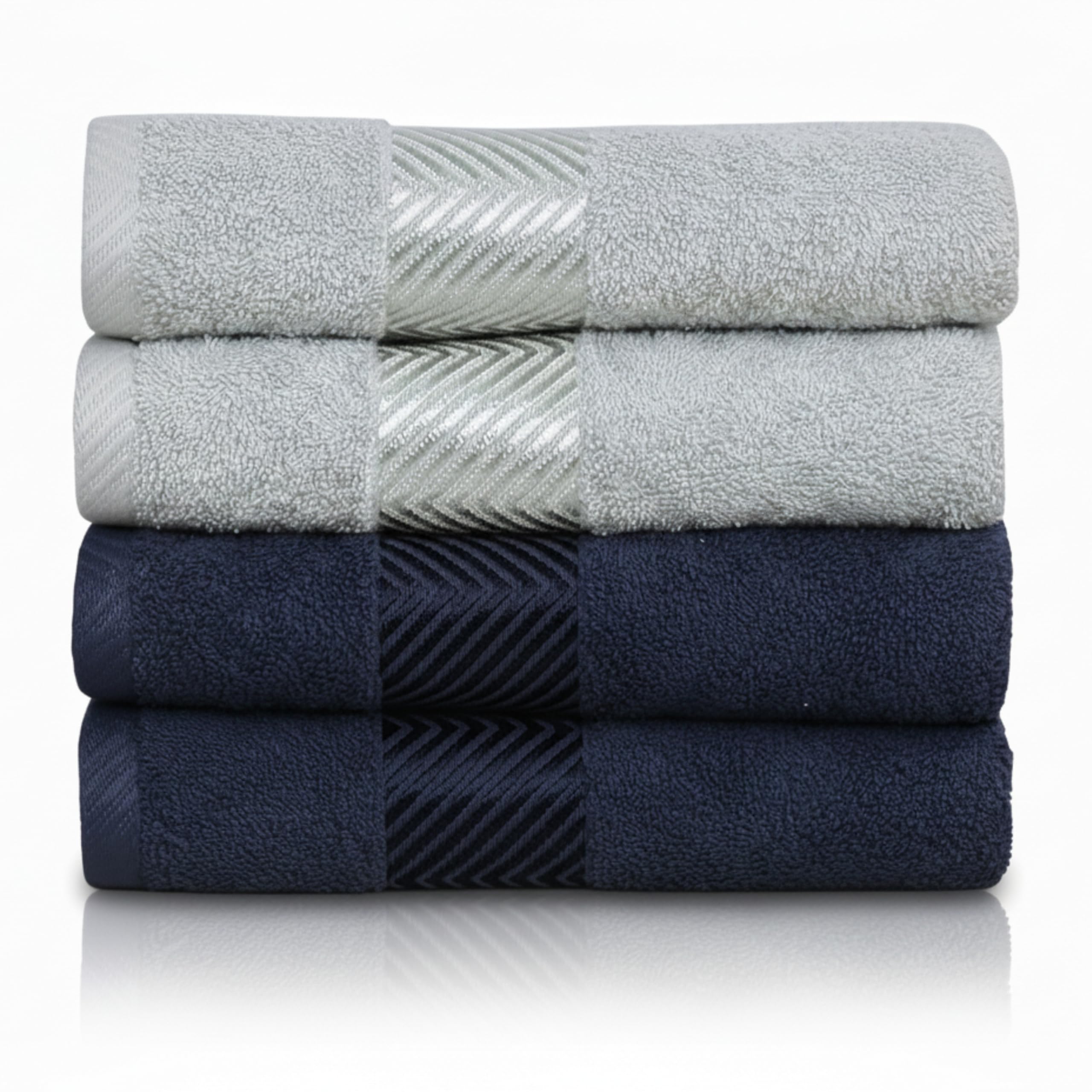 FASH HOME INTERNATIONAL - 100% Cotton Ultra Soft & Super Absorbent, Antibacterial Sports & Gym Towel 500 GSM 40x60 cm. (Navy Blue & Silver)-image-33