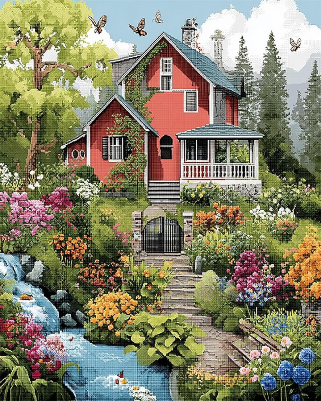 Rqwybcaxn Embroidery Beads Kit Cartoon House 40x50cm