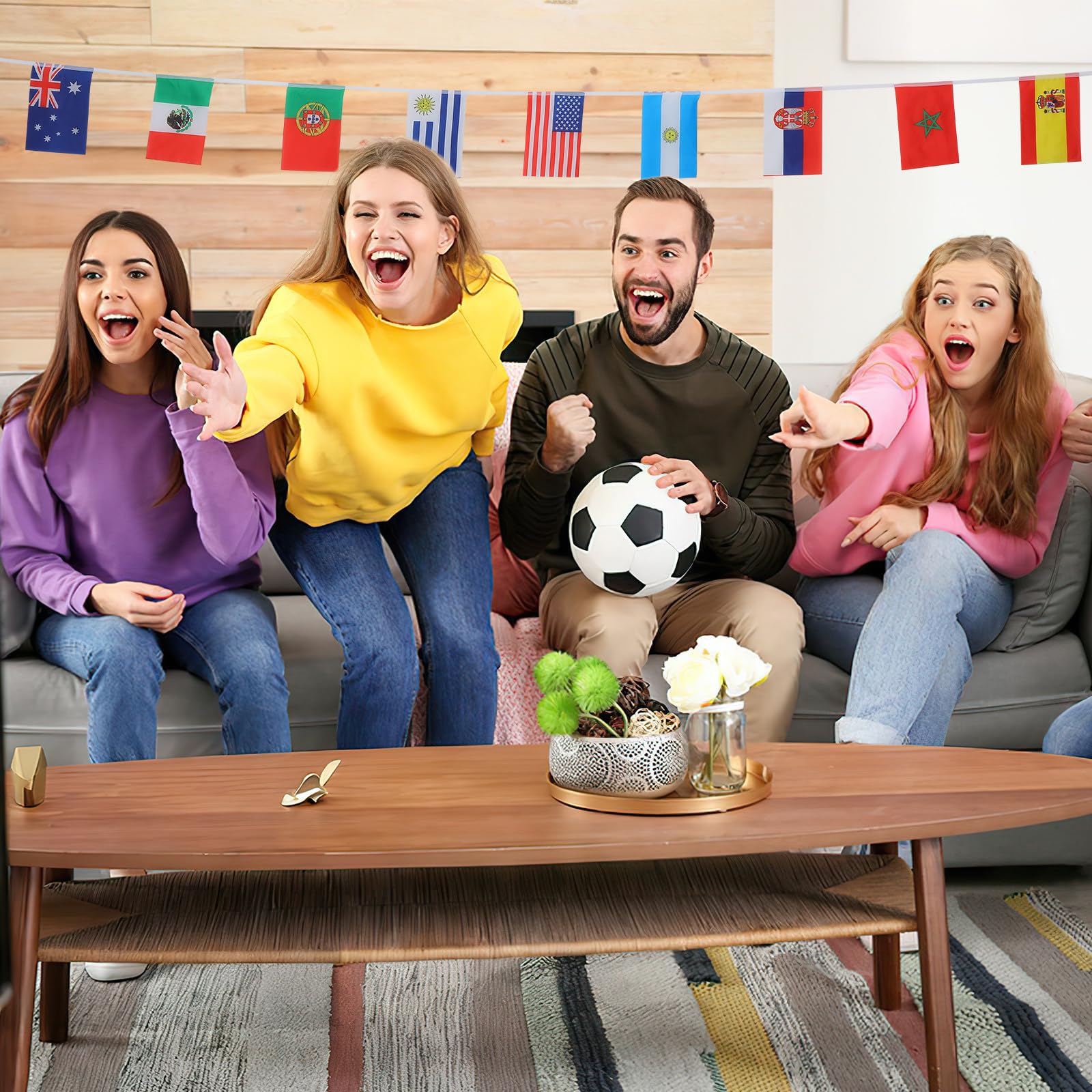 Decorazione per Festa con Bandiera Nazionale in Poliestere, Striscione per 32 Nazioni del Torneo Internazionale, per Feste a Tema Calcio