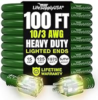 Vista 104 de Cable de extensión de 3 pies para interiores y exteriores 10/3 calibre Ultra resistente de 3 puntas SJTW, impermeable, cable de alimentación