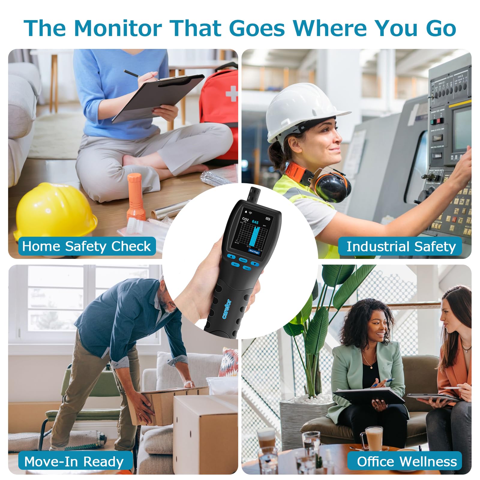 Upgraded CF-60 PP SMART Professional Luftqualität Messgerät, 16-in-1 CO2 Messgerät mit Echtzeit-Datenlogger, 24-Stunden-Bildschirmdiagrammen und CSV-Bericht für Zuhause, Schimmelprävention