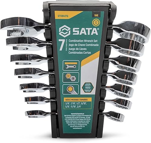 Miniatura 1 de SATA Juego de llaves rechonchas de 7 piezas de 12 puntos  Tamaños SAE de 38 a 34 pulgadas  Carga fuera de esquina  ST08417G