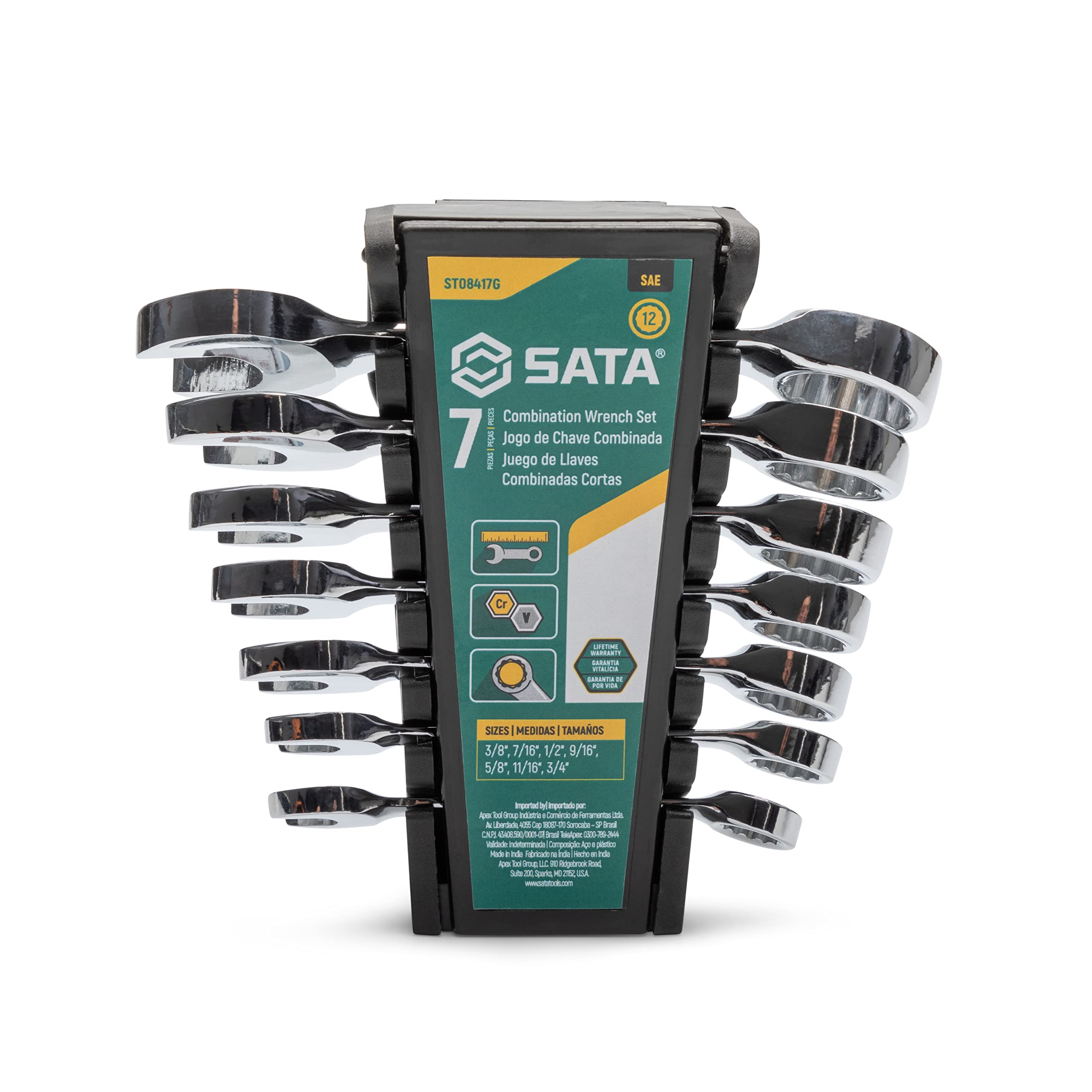 Snapklik.com : 7 Piece 12 Point Stubby Wrench Set SAE Sizes 3/8" To 3/4 ...