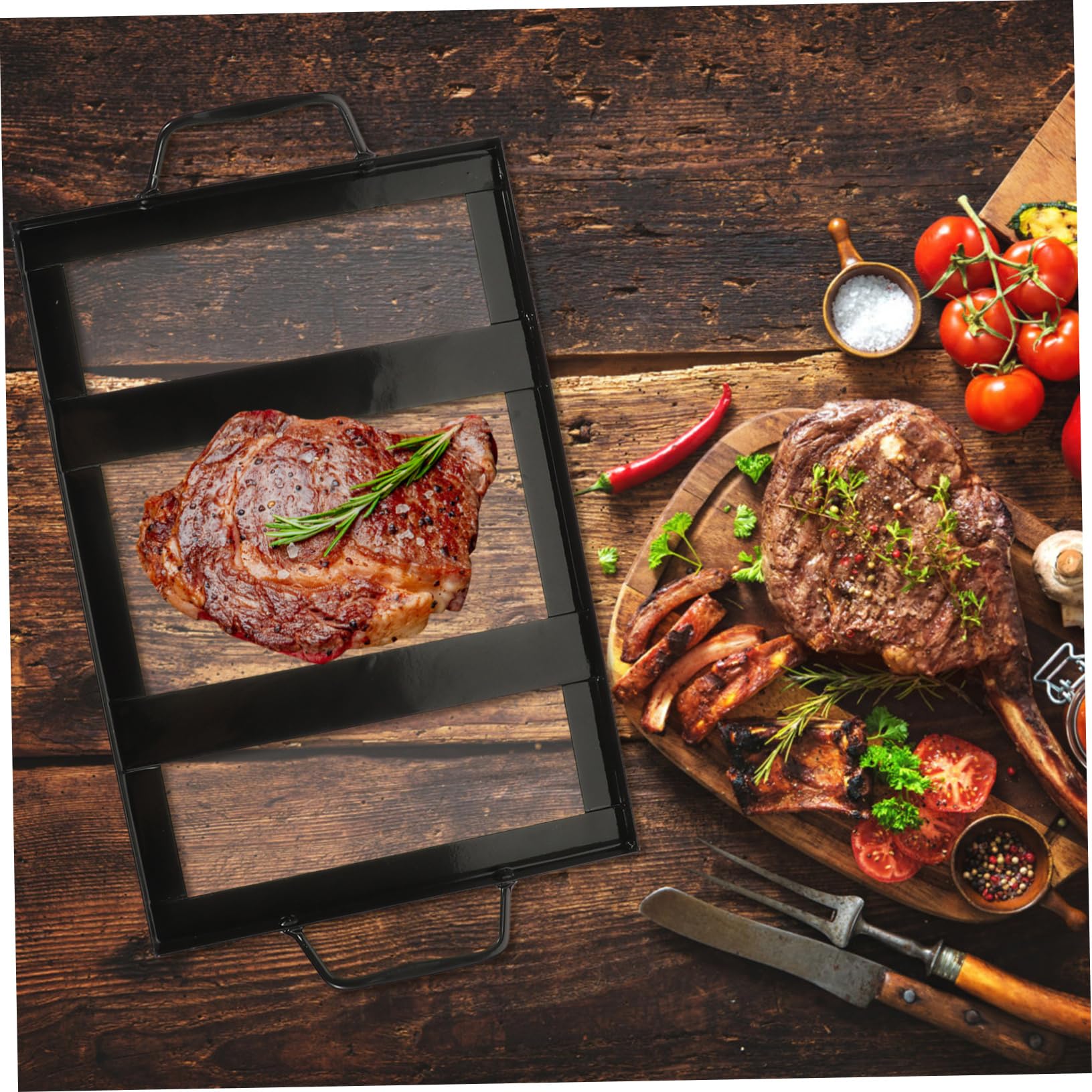 Support robuste en émail noir pour griller, barbecue et cuisine en plein air – Support de rôtissage parfait pour les fêtes avec des amis et des amis