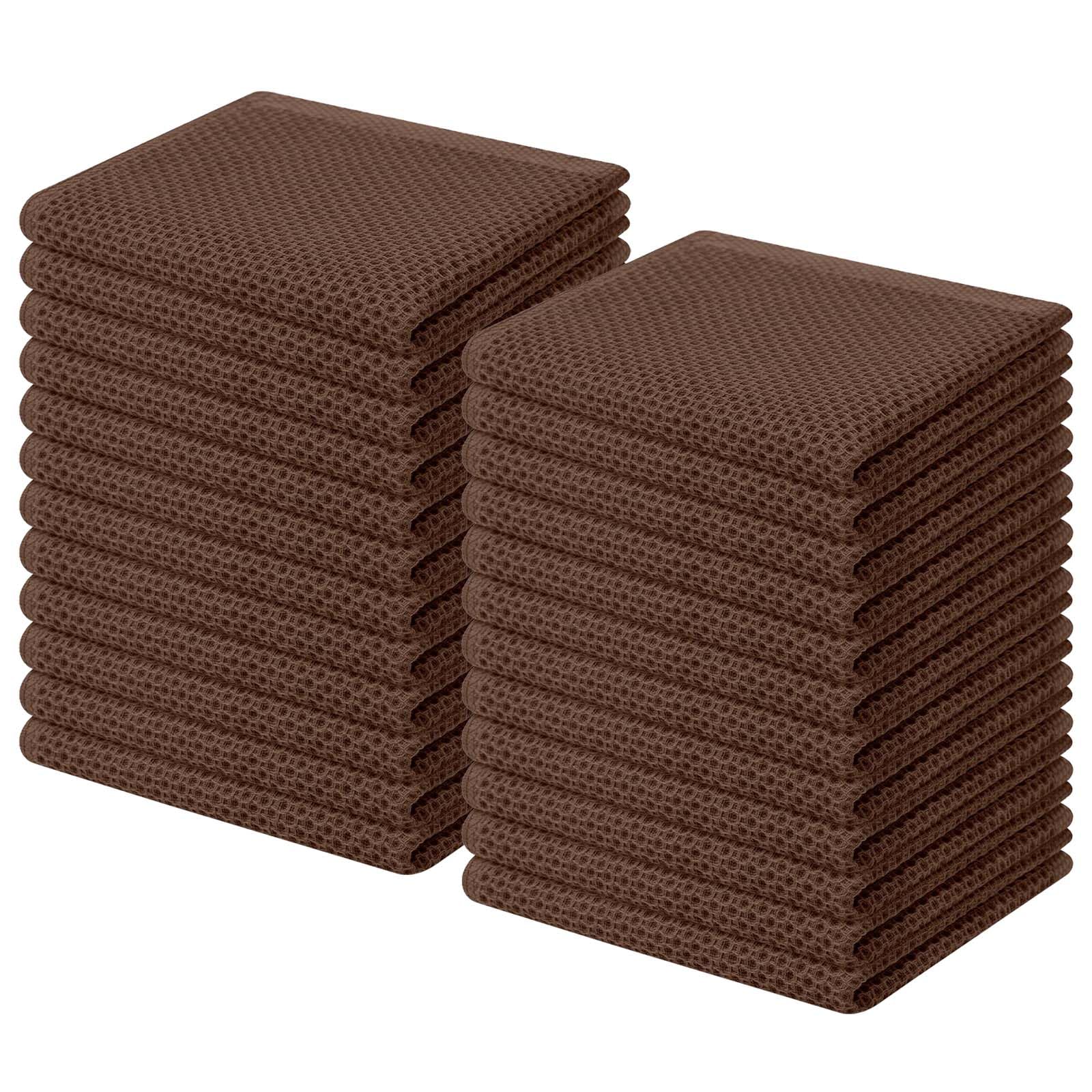 Homaxy 100% Cotton Waffle Weave Kitchen Dish Cloths 24-Pack, Coffee