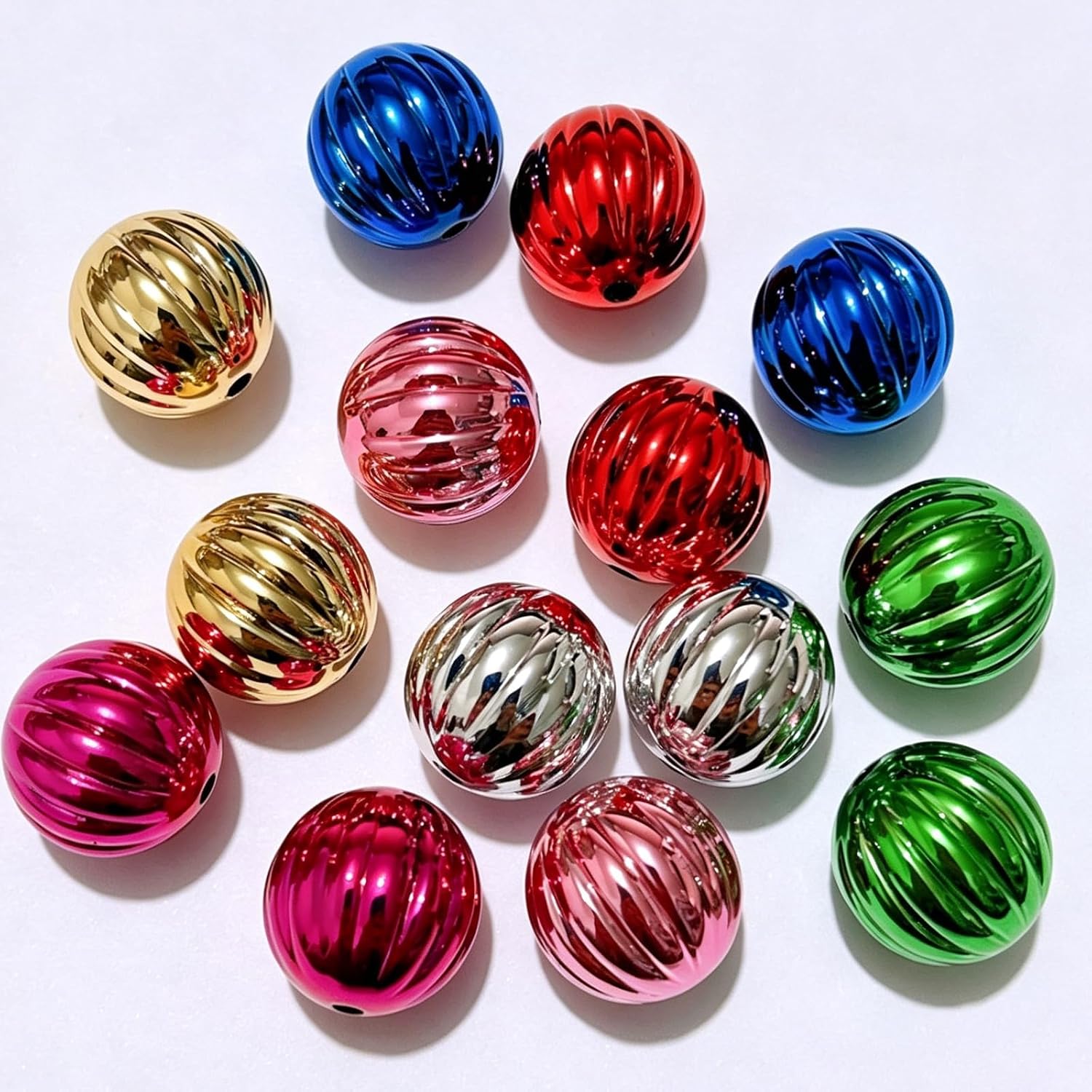 30PCS Large Acrylic Pumpkin Beads for Crafts, 16MM UV Metallic Color Beads for Keychain Jewelry Bracelet Making Focal Beadable Pen Making Crafts DIY Projects