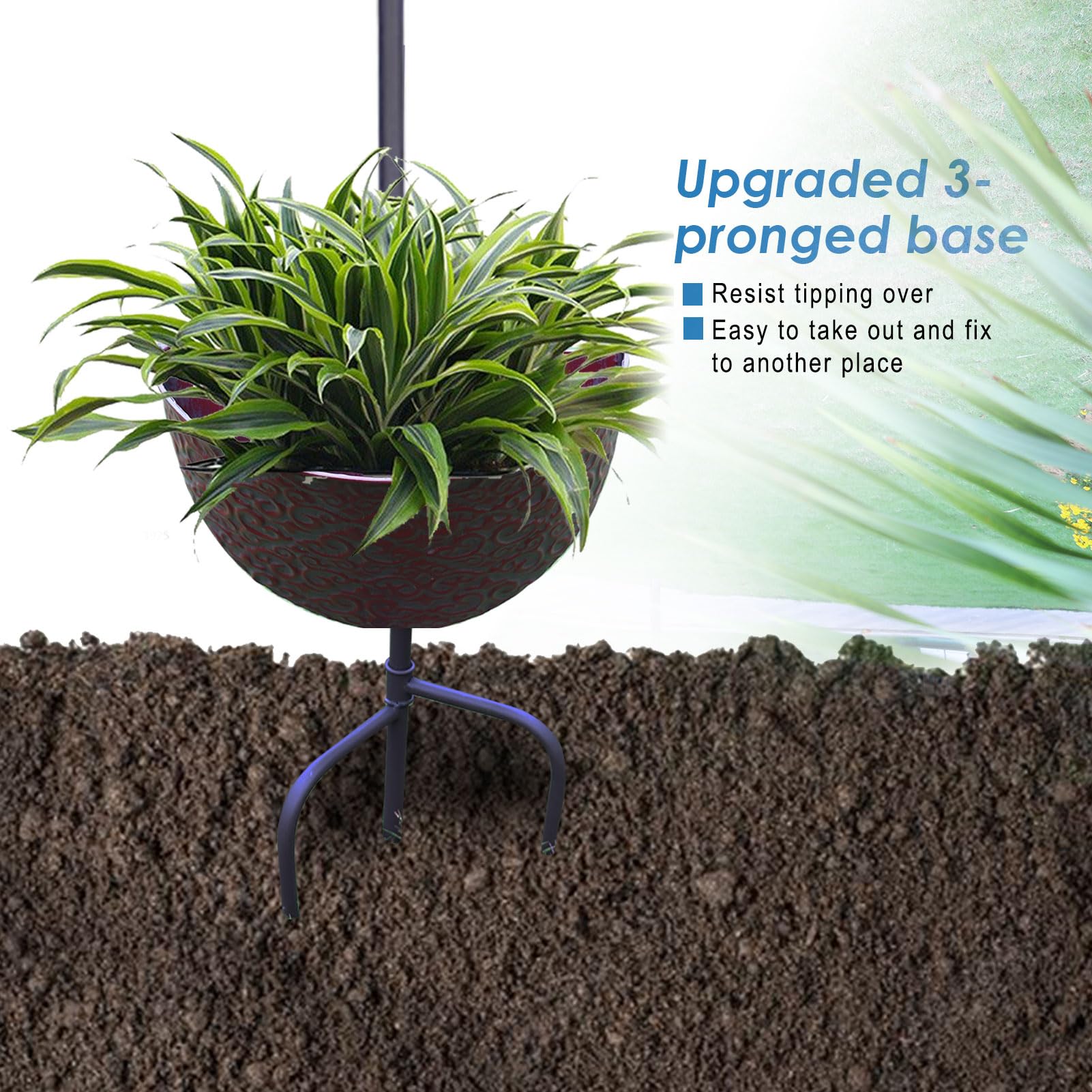 Combo de baño para pájaros y casa de pájaros para exteriores de 56.3 pulgadas con maceta, baño de metal para pájaros con casa para pájaros y maceta 3 en 1, adecuado para decoración de jardín,