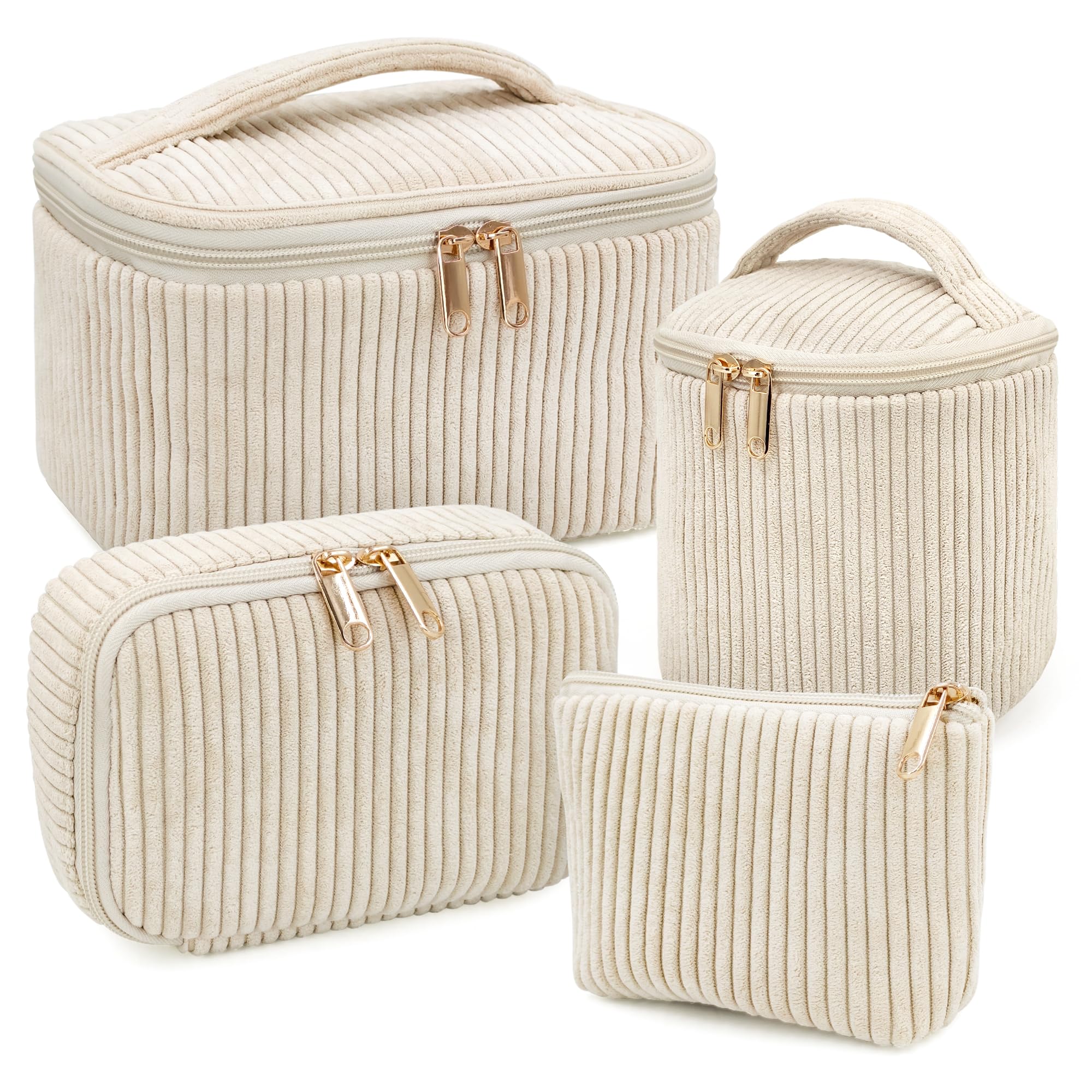 beifon 3er Set Kosmetiktasche Kulturtasche Damen mit Blumenmuster, Kulturbeutel Make Up Tasche, Tragbare Schminktasche Makeup Bag Waschtasche Groß Frauen Mädchen