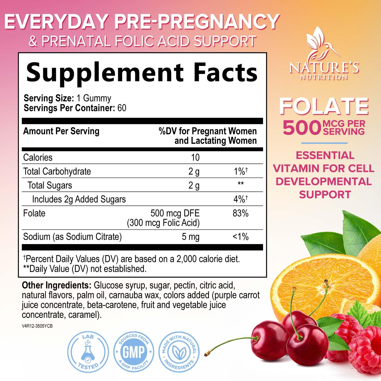 Folic Acid Gummies - Essential Prenatal Vitamins for Women - Daily Folate Vitamin B9 Supplement for Mom & Baby Development Support - Before, During & After Pregnancy, Gluten Free, Vegan - 60 Gummies — Amazon image 2