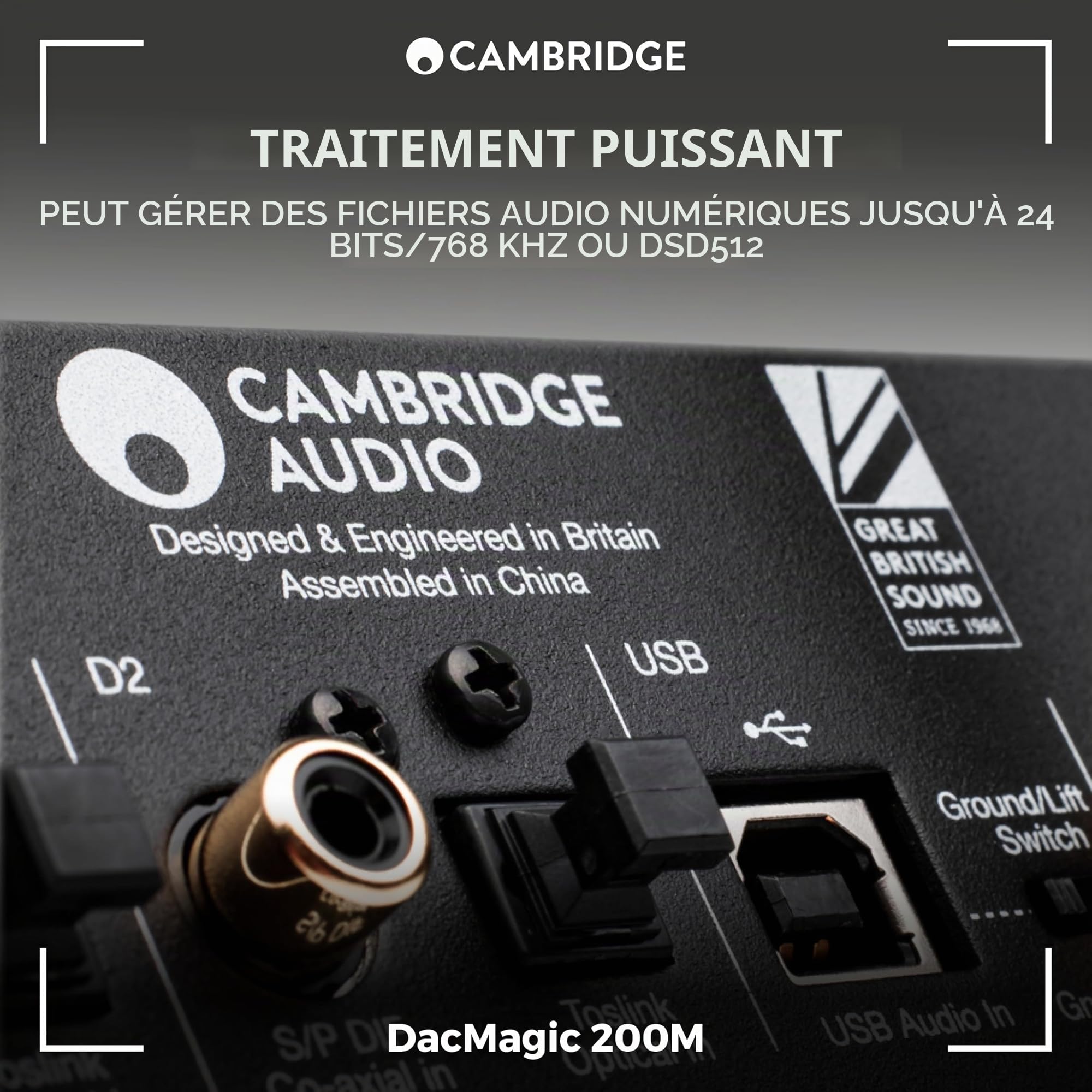 Cambridge Audio DacMagic 200M MQA HiFi DAC et amplificateur de casque avec Bluetooth - Support PC/MAC avec connexion USB - Gérer des fichiers numériques jusqu'à 24/768 ou DSD512 (gris lunaire)
