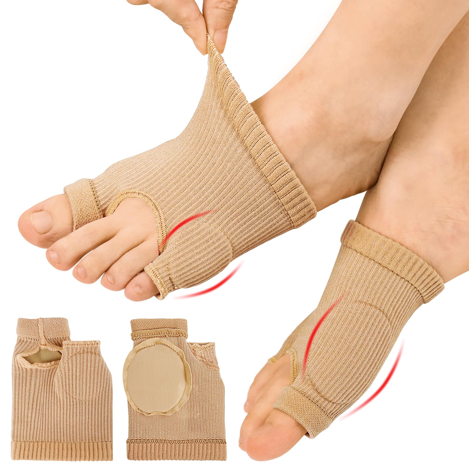 Bunion Pads Upgraded, Bunion Relief Protector Guards for the Thumb and Little Toe, Breathable for Day and Night Support, Providing Relief from Hallux Valgus Pain, Two Sizes Fits Most