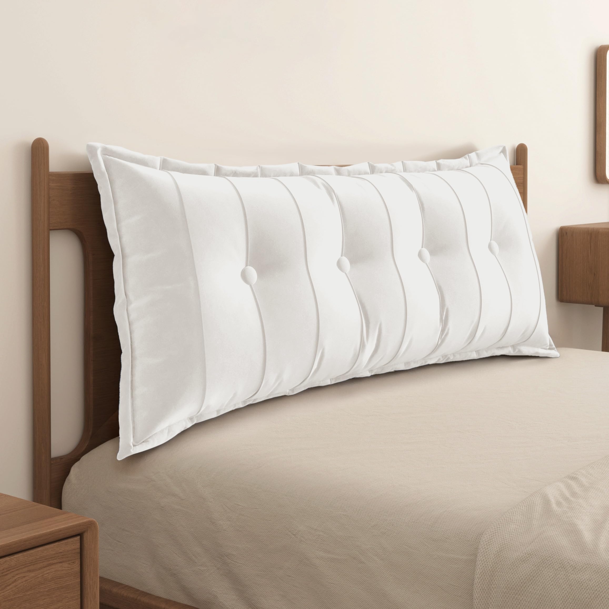 WOWMAX Headboard Pillow Full Dorm Reading &amp; Body Pillow for Bedrest, White