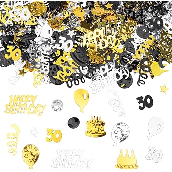 GoldRock Confetti 30th Birthday Decoration for Women Men Table Decoration Gold Black Glitter Confetti