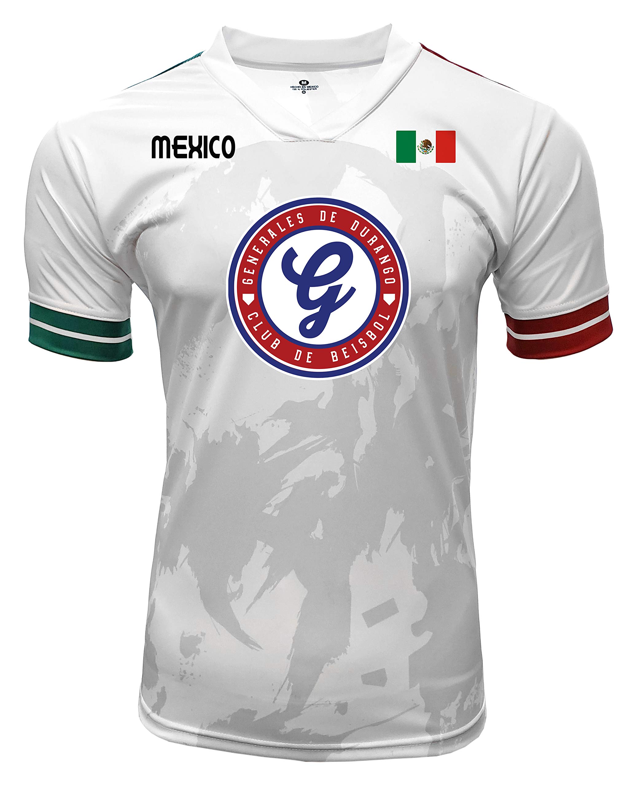 Jersey Mexico Generales de Durango 100% Polyester White/Grey_Made in Mexico (X-Large)