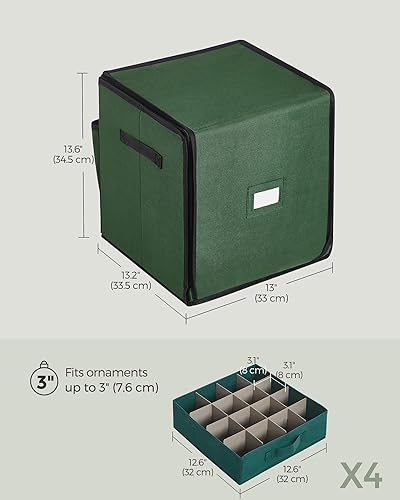 Miniatura 6 de SONGMICS Caja de almacenamiento de adornos de Navidad, con lateral abierto, contenedor de almacenamiento de Navidad apilable con tapa, 4 bandejas de