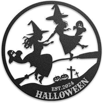 Custom Halloween Family Name Metal Sign, Personalized Laser Cut Pumpkin Wall Art Black Metal Hanging Sign for Outdoor Door or Living Room and Home Decor 12- 30 Castle