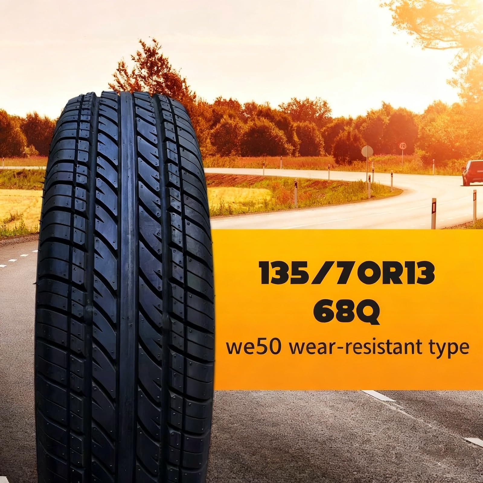 2PCS 135/70R13 Opona Radialna bez Wewnętrznej Rury na Cały Rok z Odpornością na Przebicia Niski Opór Toczenia, Cicha Jazda, Idealna dla Małych i Kompaktowych Samochodów