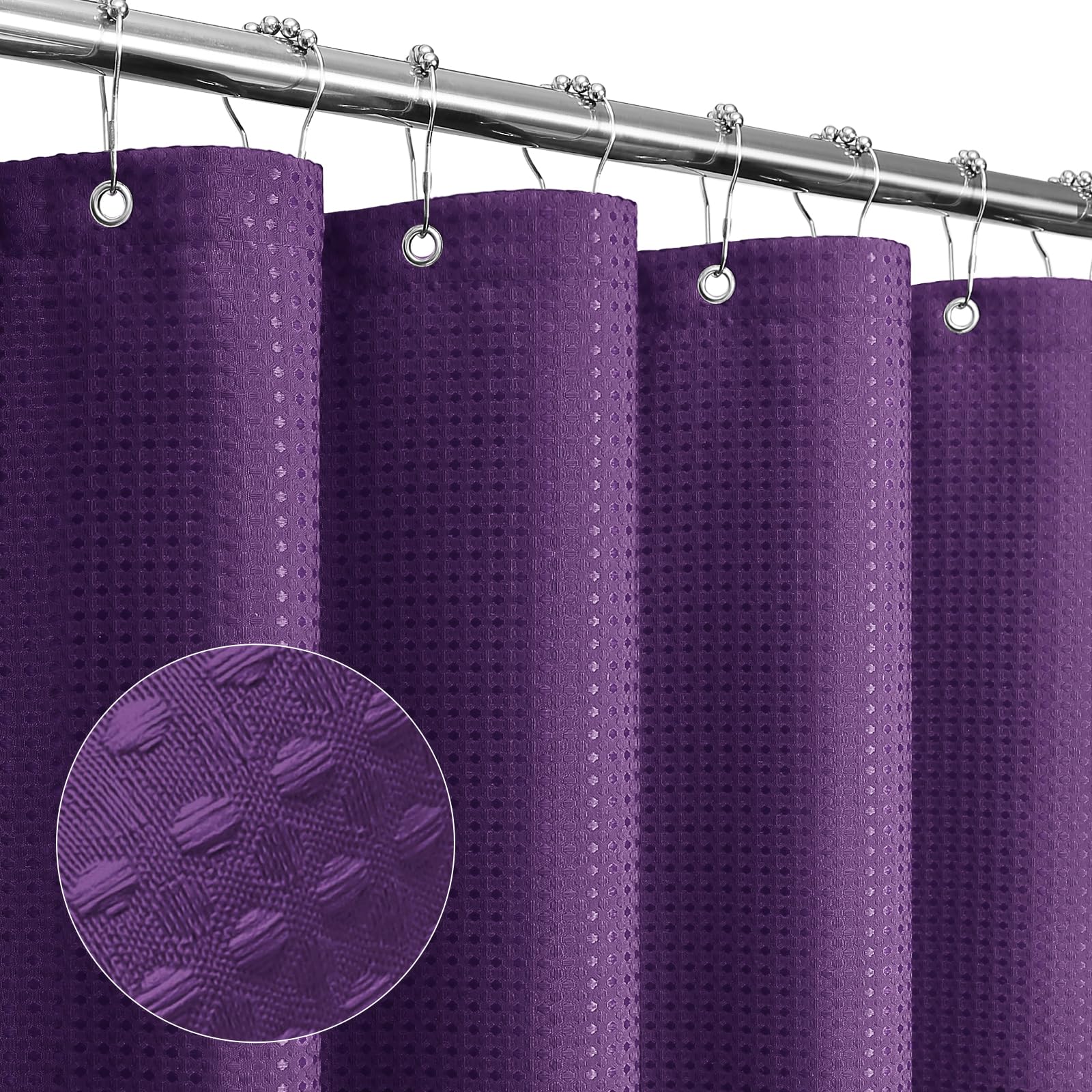 Gibelle Small Stall Shower Curtain 36 x 72, Narrow Half Waffle Weave Textured Fabric Shower Curtain for Bathroom, Water Repellent, Machine Washable,