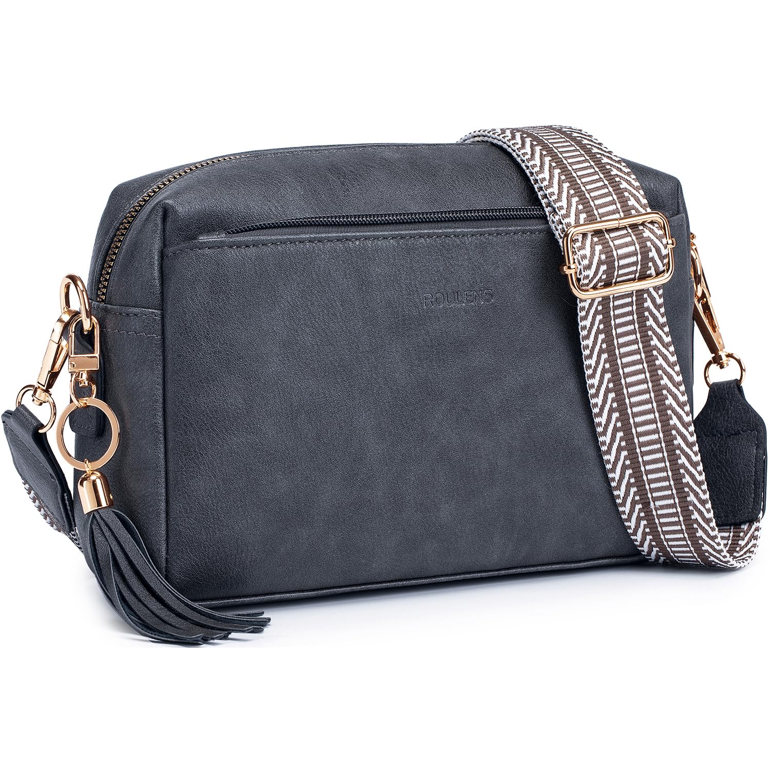 Roulens Piccola Borsa a Tracolla Donna con 3 Scomparti Capienti,Borsa Mano PU Pelle Messenger Crossbody Bag,Borsa a Spalla con Tracolla Ampia Regolabile e Rimovibile