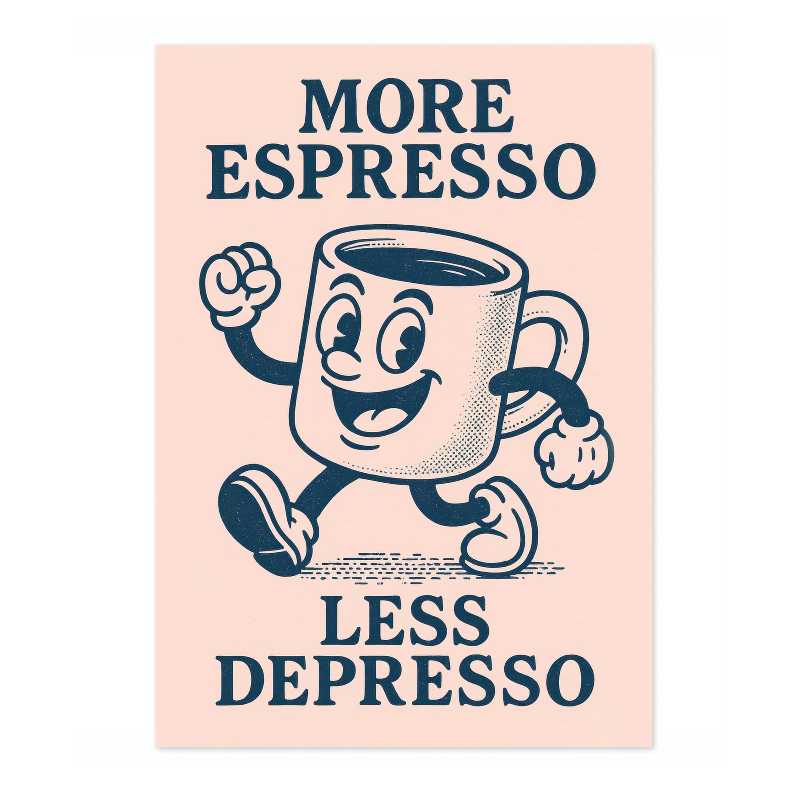 More Espresso Less Depresso Kitchen Wall Art, Modern Food Poster, Cartoon Mascot Prints, Kitchen Typographic Home Decor, A2 (Print Only) - 59.4x42cm โ image 1
