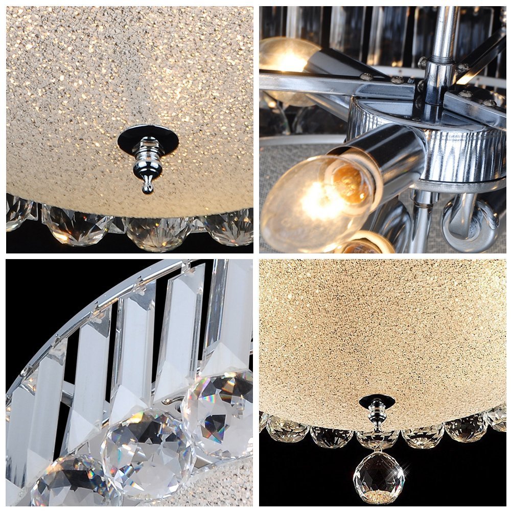 A1A9 Luxurious Modern Crystal Chandelier, Clear K9 Crystal Droplets Ceiling Lights Fixture