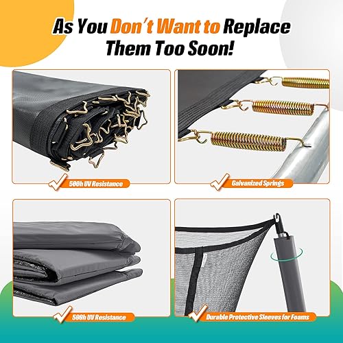 Miniatura 3 de Exacme Trampolín rectangular de 7 x 10 y 8 x 12 pies para niños, doble abertura, pequeño trampolín rectangular para exteriores con red de cierre, 4