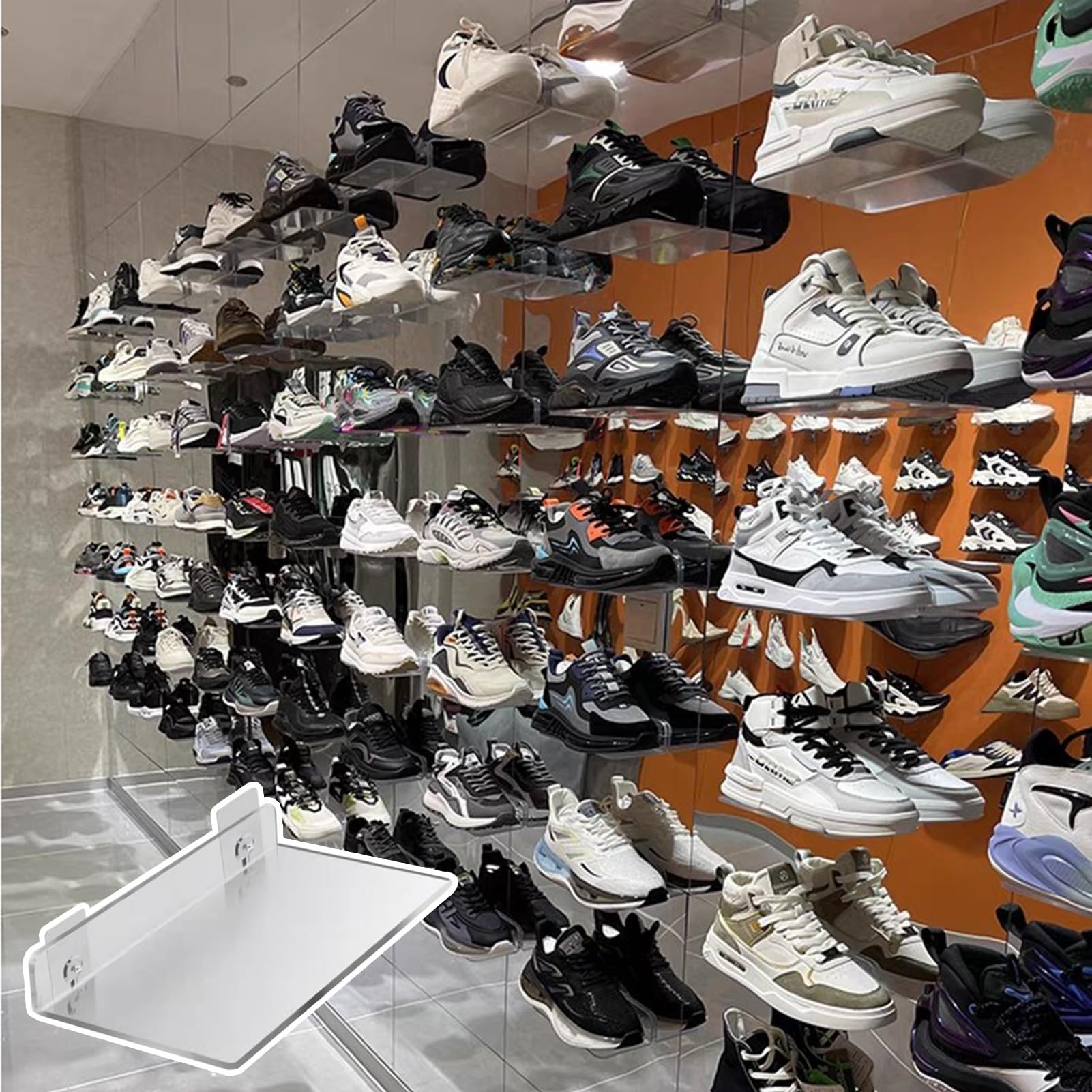 Transparente Acryl-Ausstellungsregale zur Aufbewahrung von Schuhen und Geldbörsen, leicht, tragbar, Schaufenster für den Einzelhandel