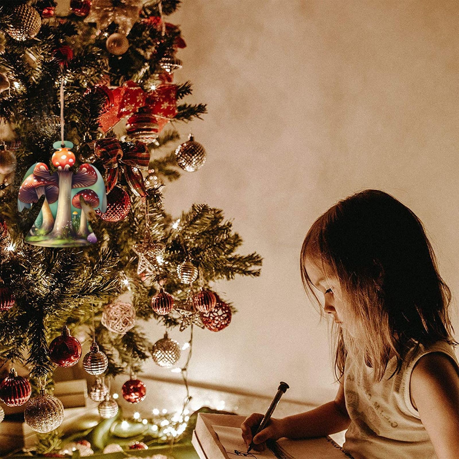 YCHUCH Decorazione natalizia a forma di fungo, da appendere, per albero