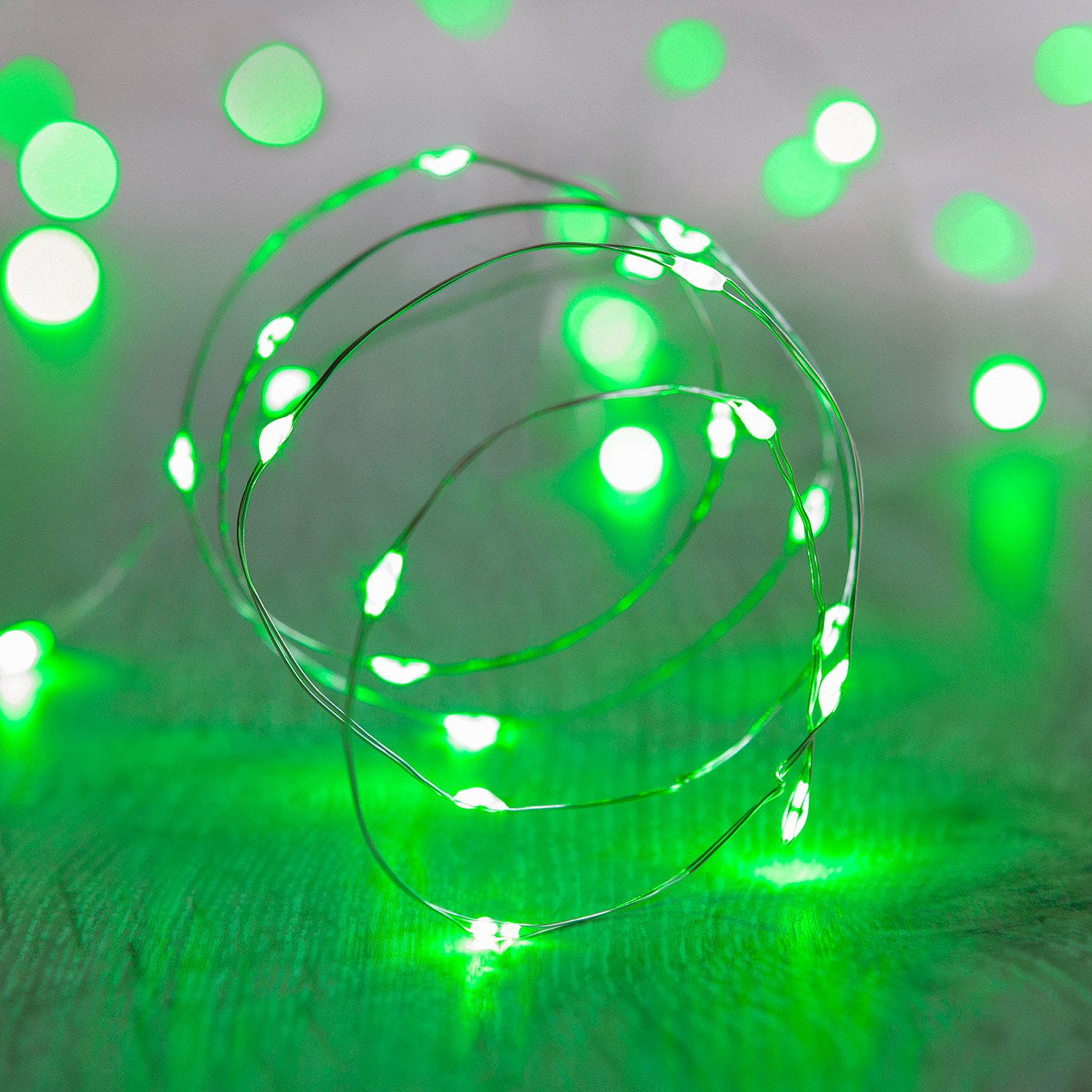 Lights4fun 3 x Set Deal of Battery Operated Fairy Lights with 20 Micro Green LEDs on Silver Wire