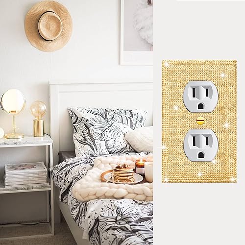 Miniatura 4 de Gaocai 4 piezas de diamantes de imitación dorados plateados brillantes para placa de pared, placas decorativas para interruptores, cubierta de