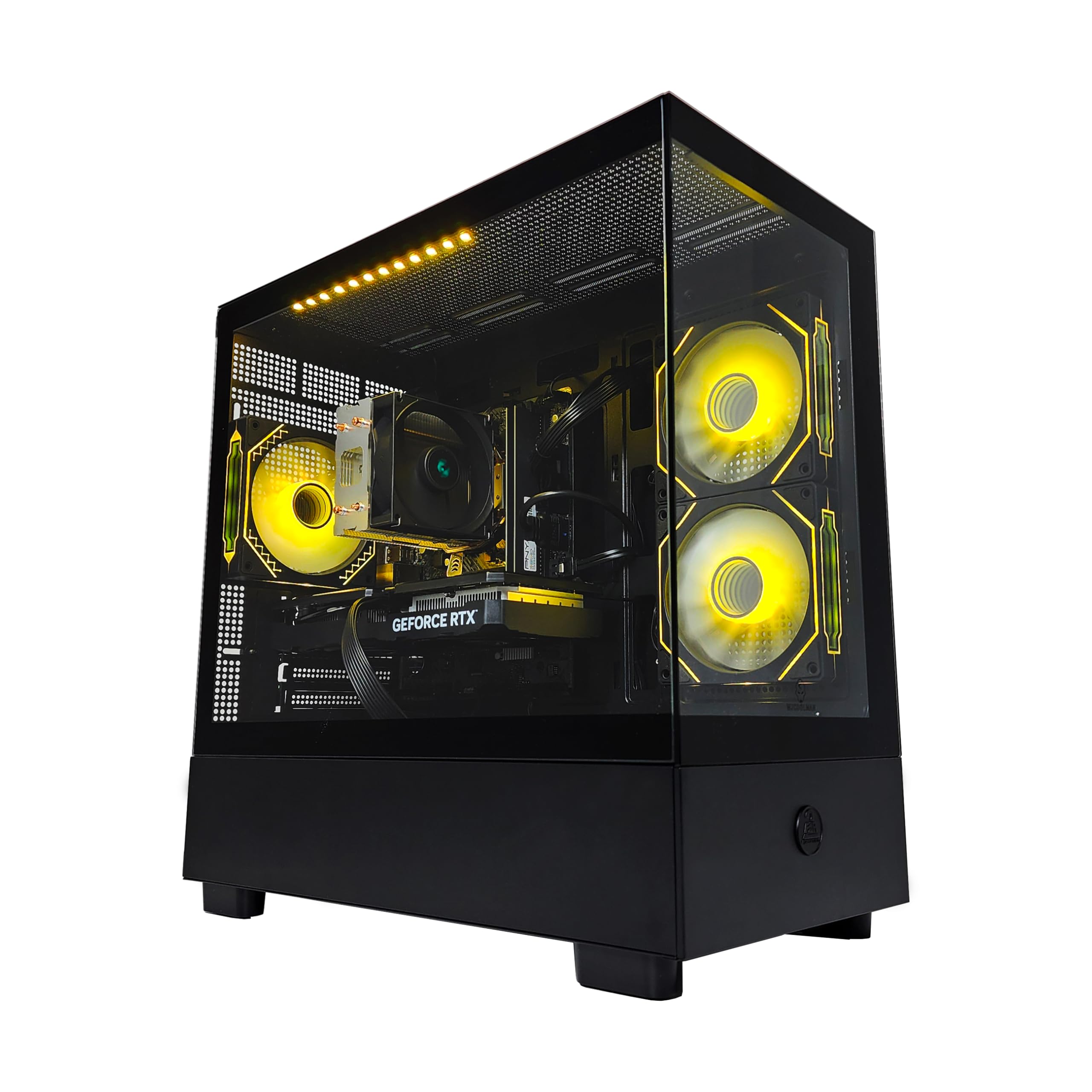 2 FAR ROBOTICS T-200 Gaming PC, Intel Core i7-10700F, RTX 3050, 16GB DDR4, 1TB NVMe SSD, RGB Lighting, WiFi, Windows 11 Pro, Aquarium-Style Glass Case