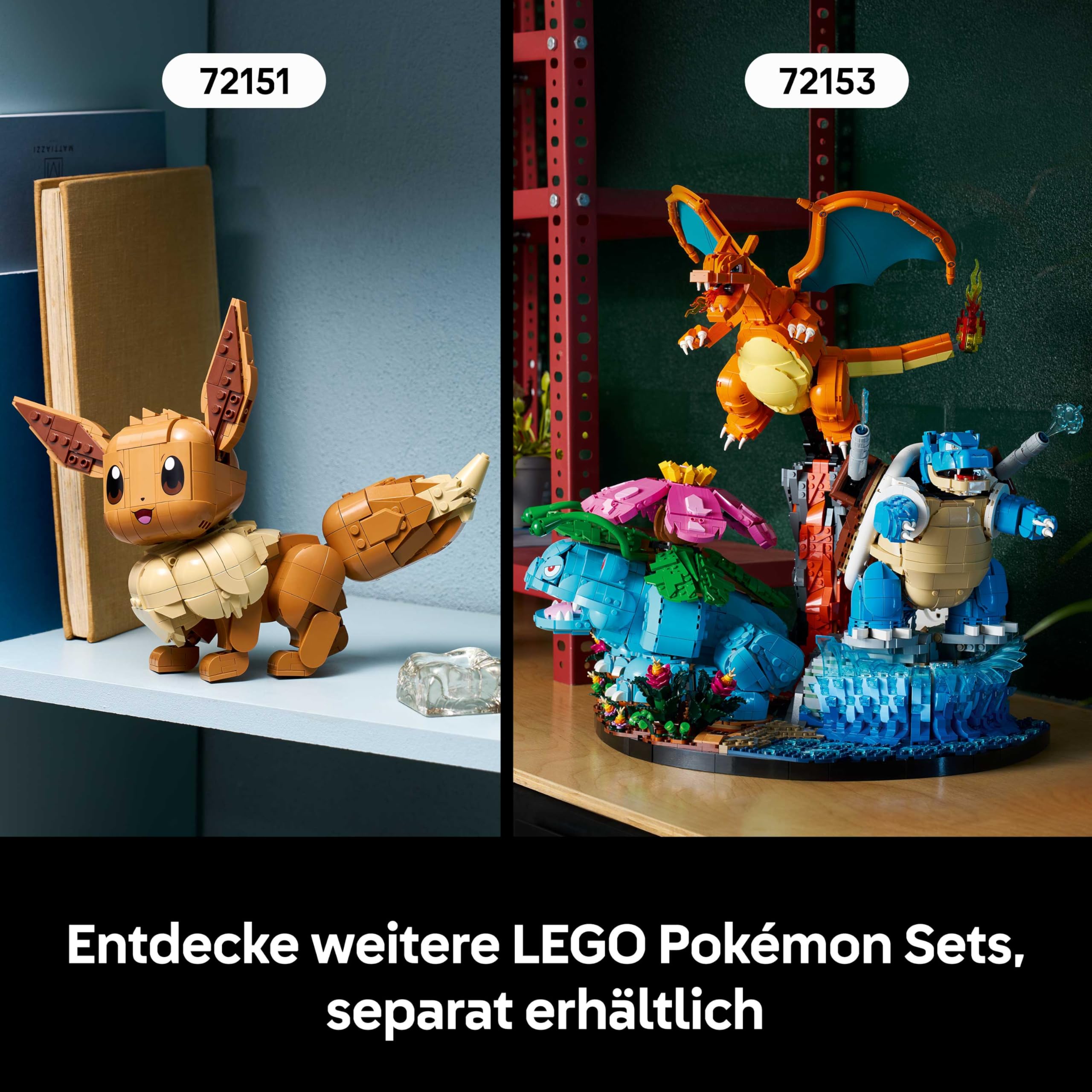 LEGO Pokémon Pikachu und Pokéball - Bauset für Erwachsene - Modellbau mit beweglicher Anime Figur und dynamischem Ständer - DIY Deko für Zimmer oder Schreibtisch - Geschenk für Gaming Fans - 72152