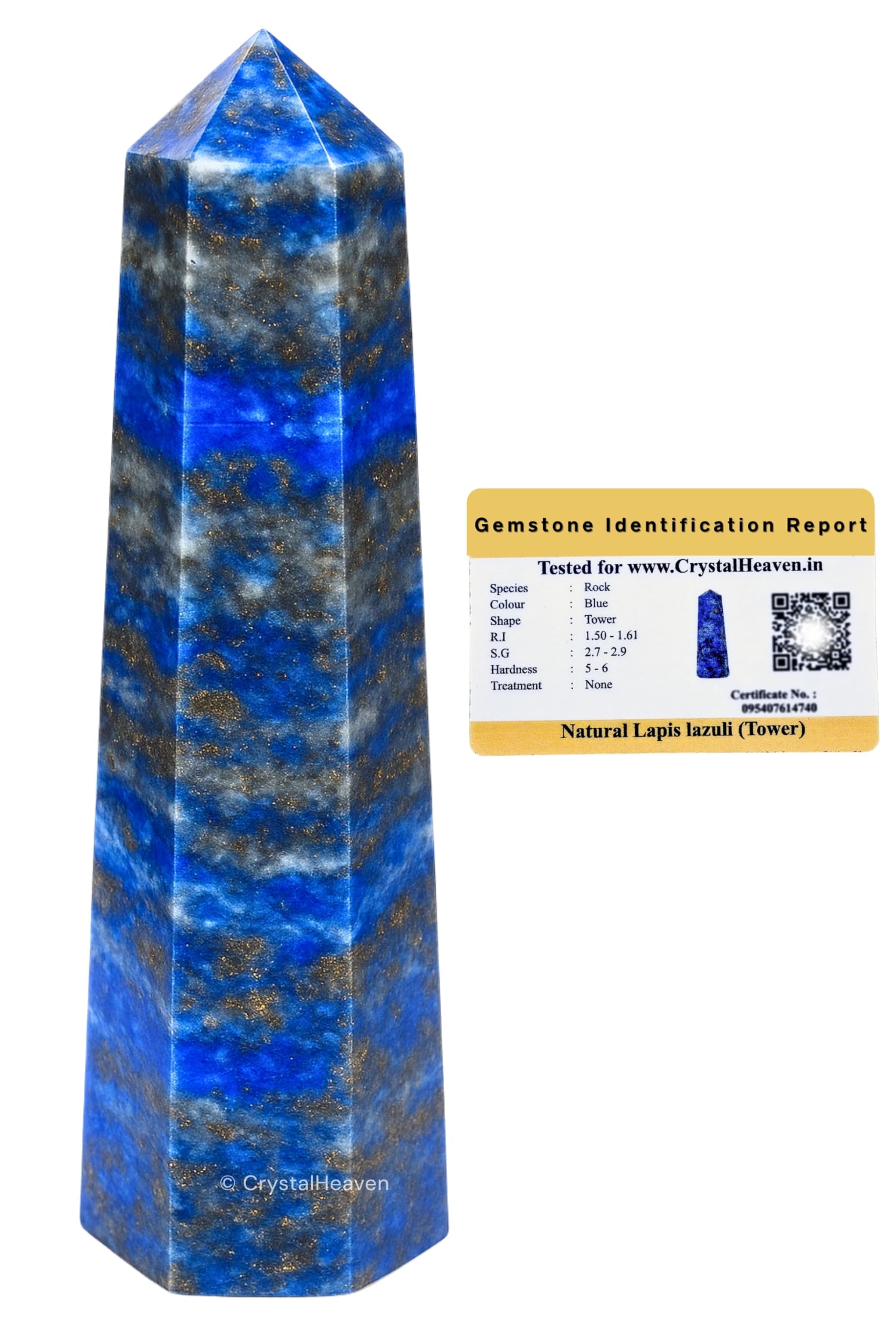 Crystal Heaven Certified Lapis Lazuli Crystal Tower Obelisk Point For Chakra, Healing & Balancing-Aaa Grade Original Certified Gemstone Agate For Reiki Meditation Yoga Spiritual (2-3 Inches)