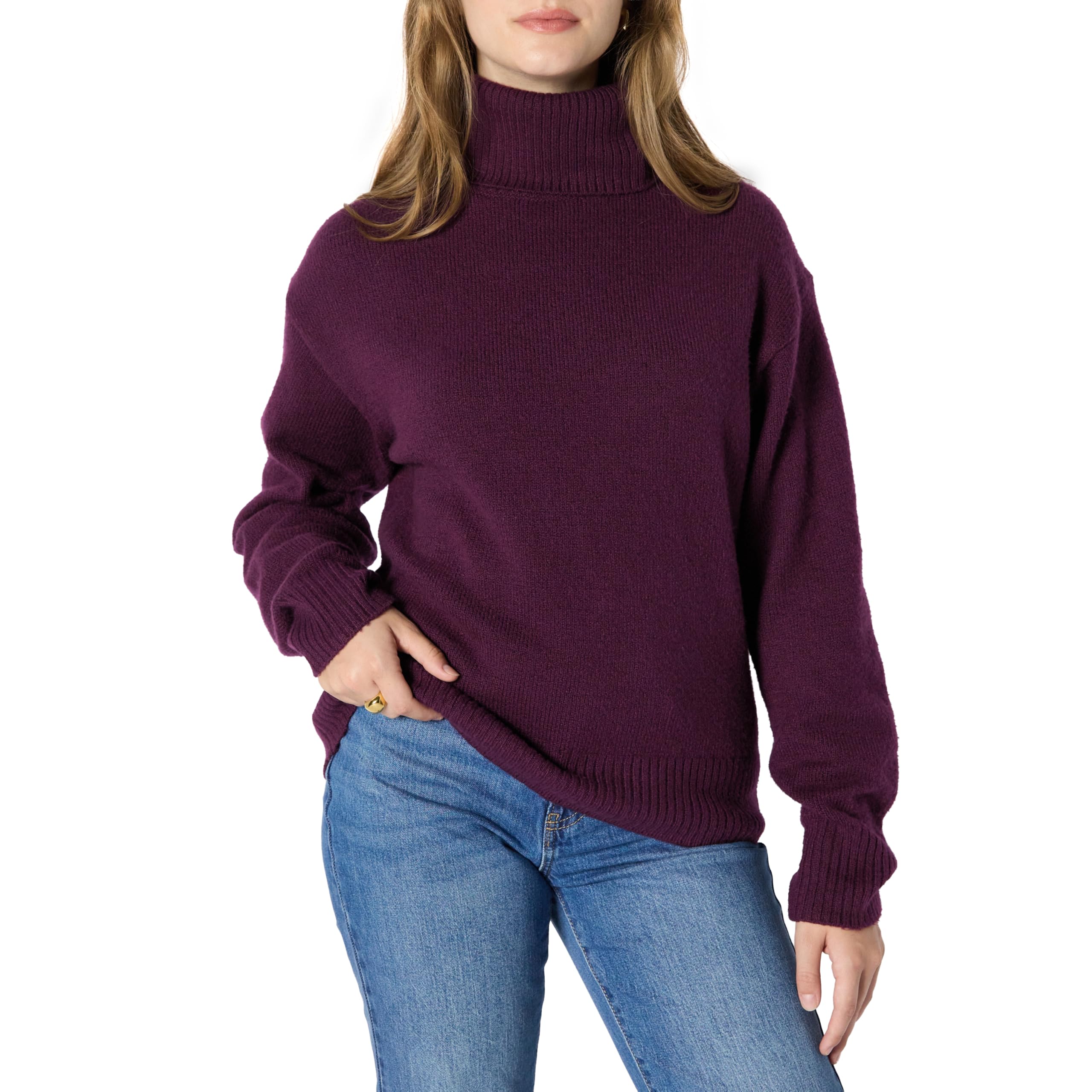 Amazon Essentials Demis Pick Womens Relaxed-Fit Cotton Blend Turtleneck Pullover Sweater