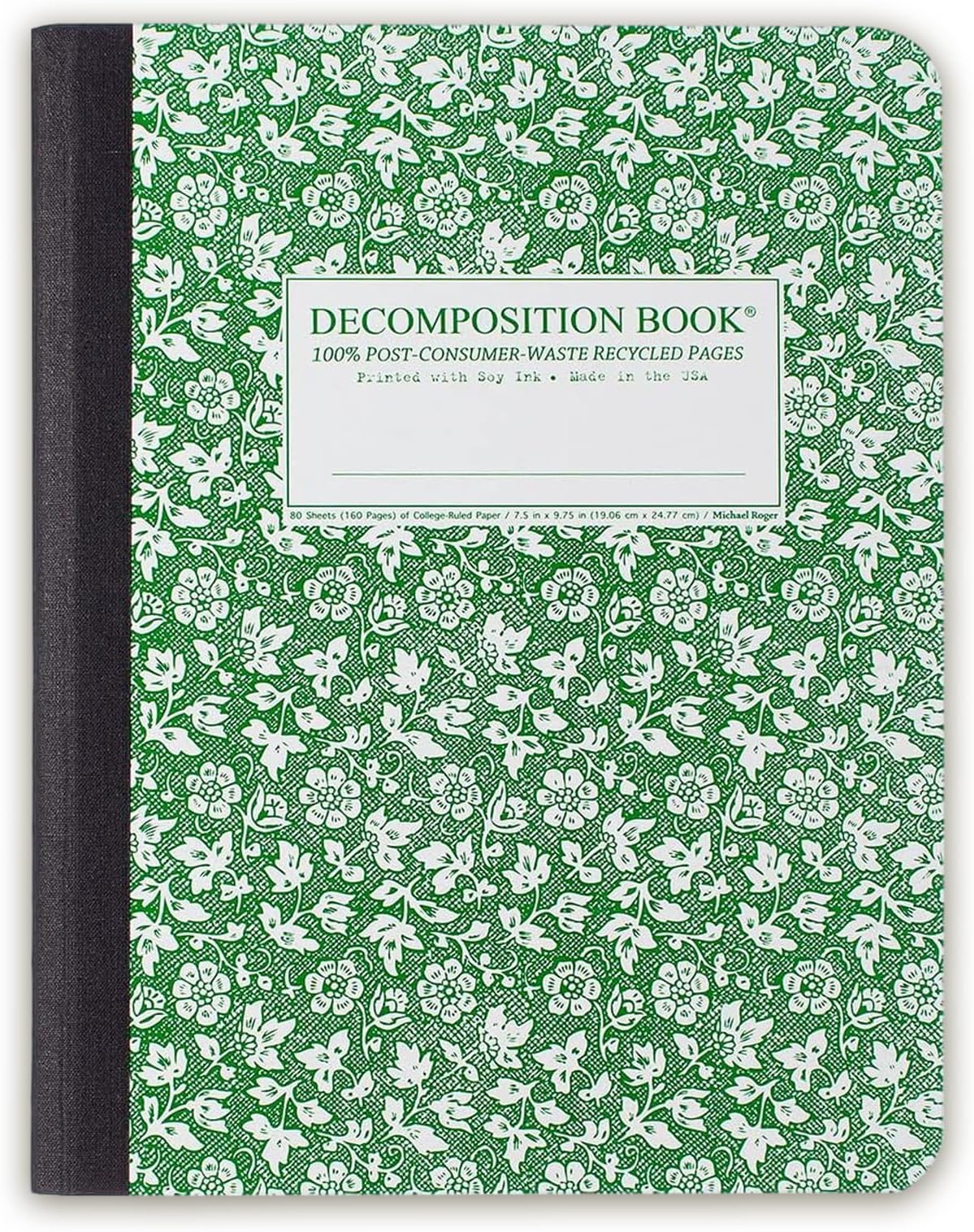 Decomposition Parsley College Ruled Composition Notebook - 9.75 x 7.5 Journal with 160 Lined Pages - Cute Notebooks for School Supplies, Home & Office - 100% Recycled Paper - Made in USA